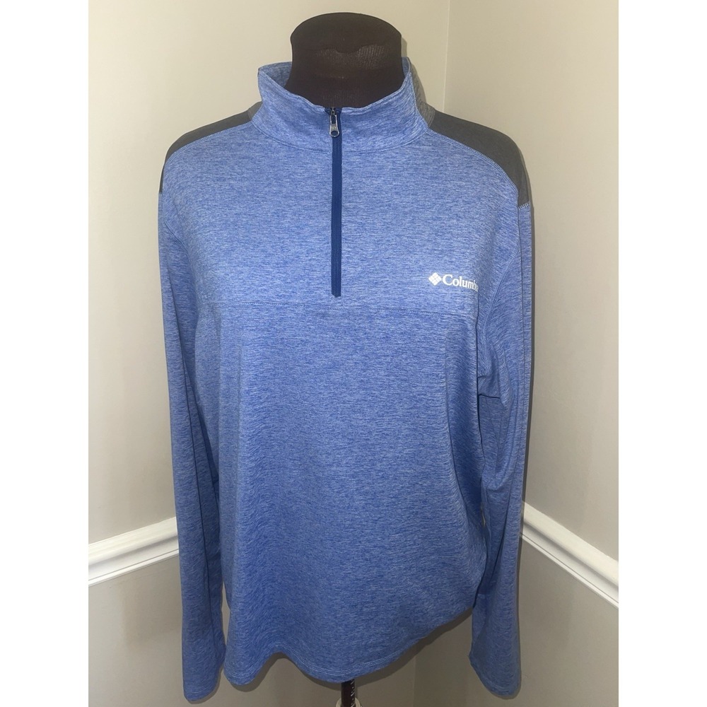 Columbia Omni Wick 1/4 Zip Pullover Shirt Mens Medium Blue Gray Outdoors